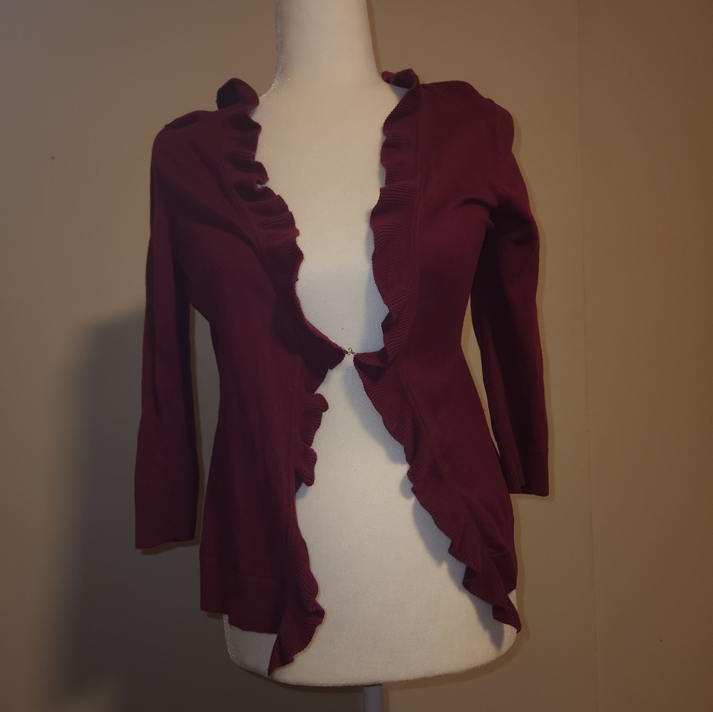 100% Cotton Target Merona Dark Maroon Purple Small S Cardigan EUC